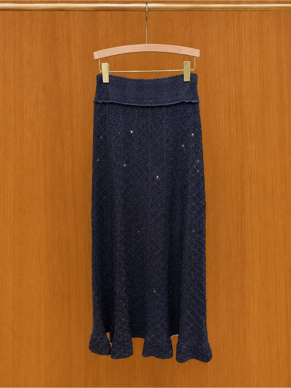 Sandro Navy Tweed Long Flared Maxi Skirtw - Picture 5 of 13